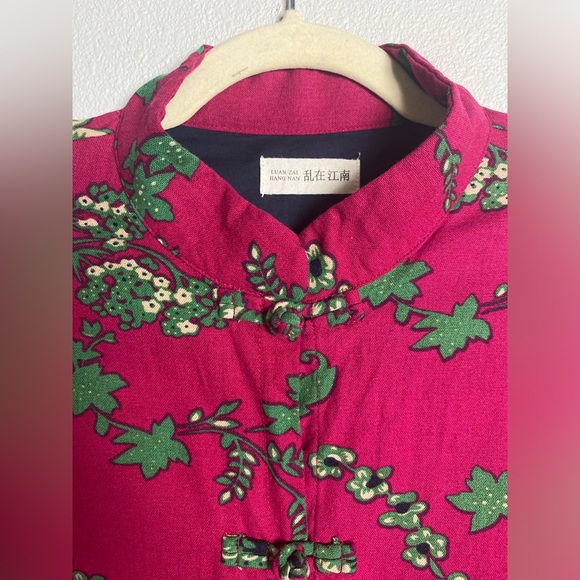 LZJN Women's Cotton linen Trench Coat Floral Print Long Jacket with Pockets 🩷💚 - Picture 3 of 13